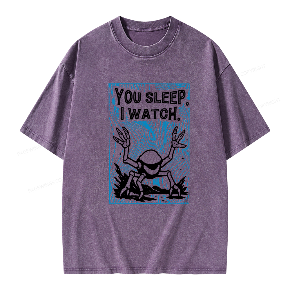 Pagewings You Sleep I Watch Unisex Washed T-shirt