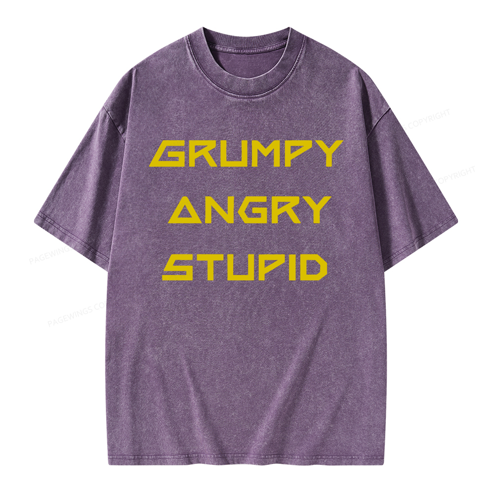 Pagewings Grumpy Angry Stupid Unisex Washed T-shirt