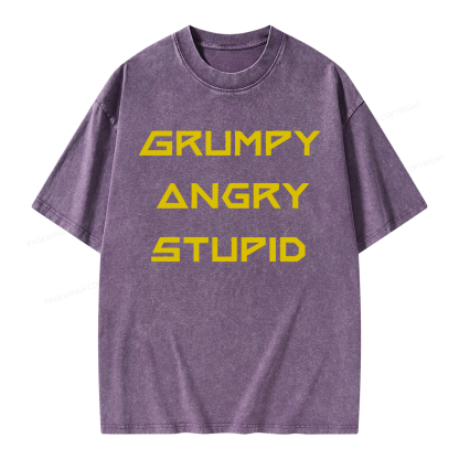 Pagewings Grumpy Angry Stupid Unisex Washed T-shirt