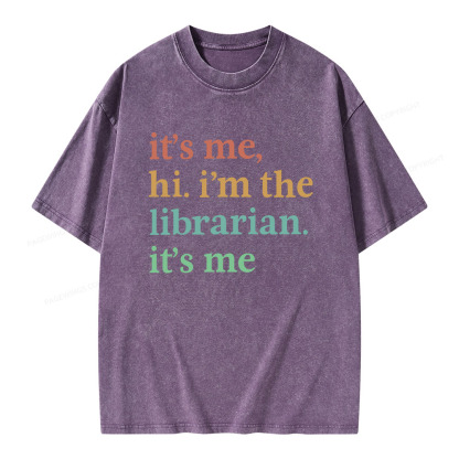 Pagewings It's Me Hi I'm The Librarian It's Me Unisex Washed T-shirt