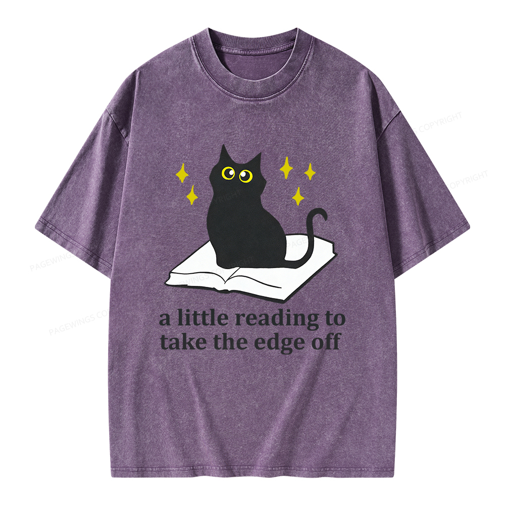 Pagewings A Little Reading To Take The Edge Off  Unisex Washed T-shirt