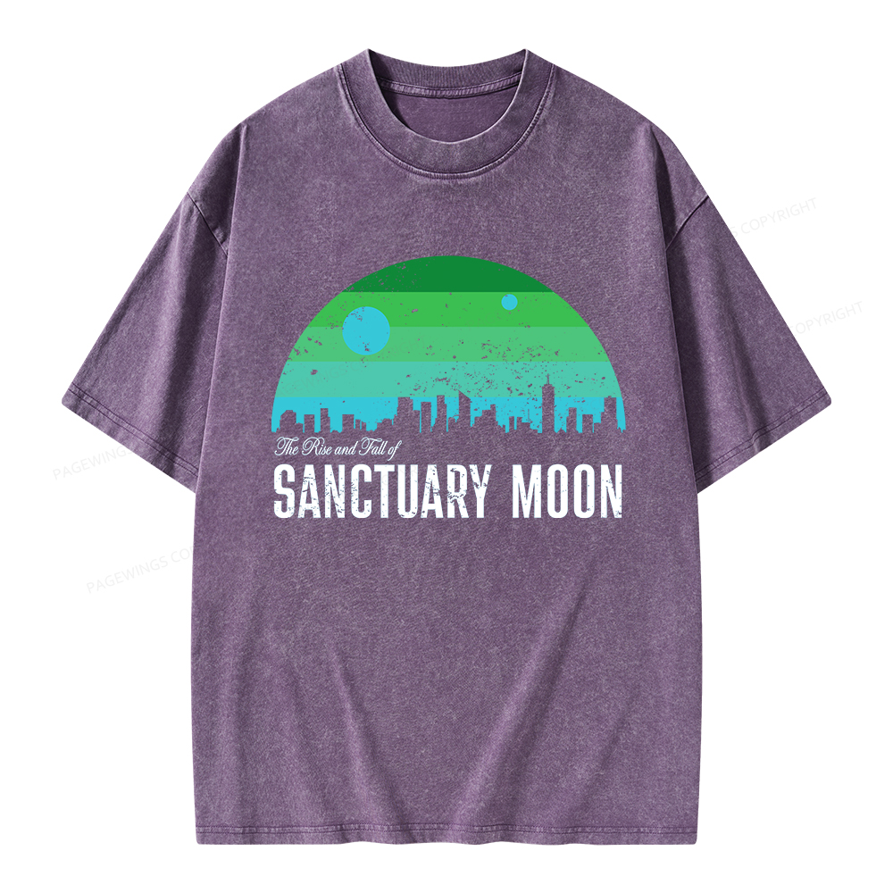 Pagewings The Rise and Fall of Sanctuary Moon Unisex Washed T-shirt