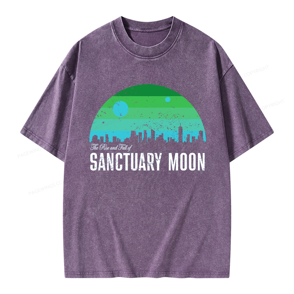 Pagewings The Rise and Fall of Sanctuary Moon Unisex Washed T-shirt