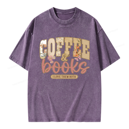Pagewings Coffee And Books Unisex Washed T-shirt