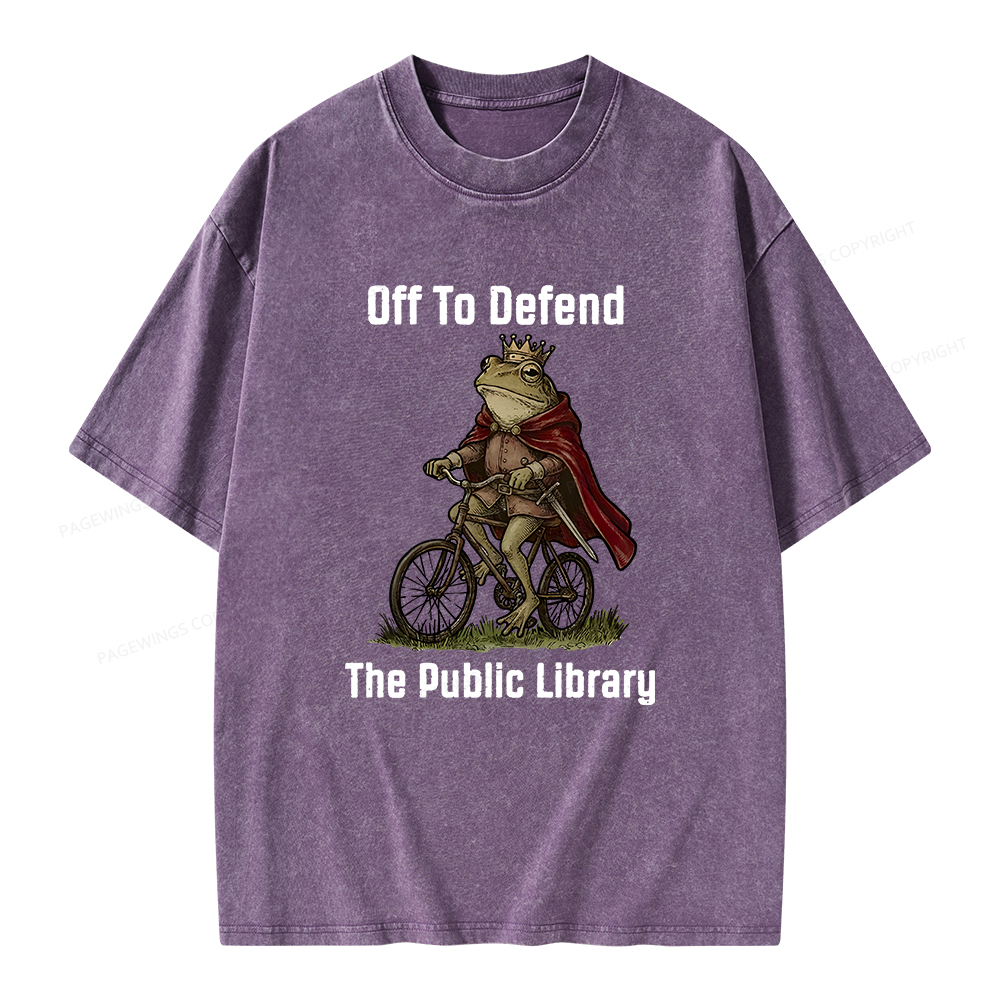 Pagewings Off To Defend The Public Library Unisex Washed T-shirt