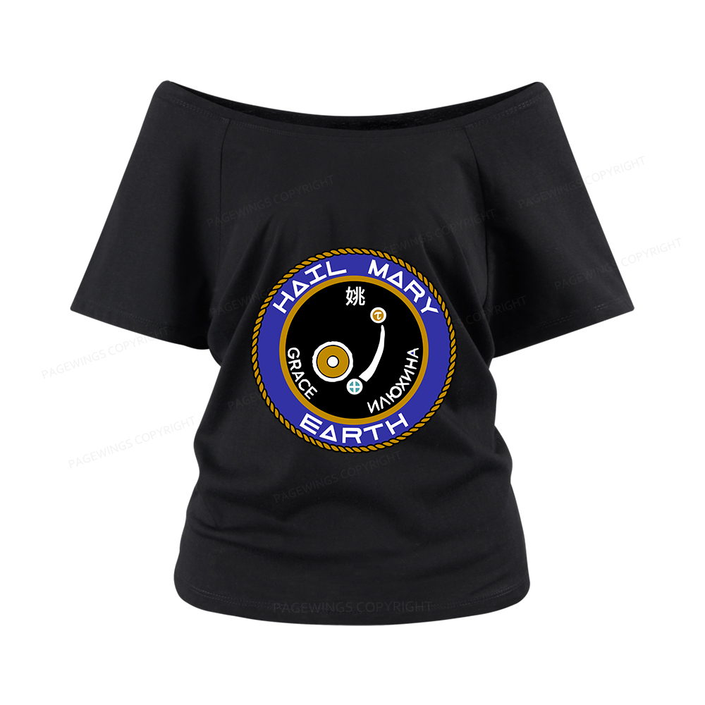 Pagewings Mission Patch Women Off Shoulder T-shirts