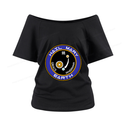 Pagewings Mission Patch Women Off Shoulder T-shirts