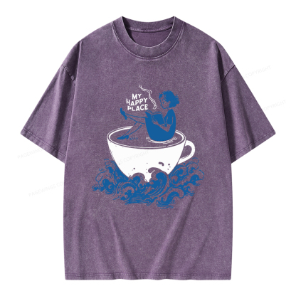 Pagewings My Happy Place Unisex Washed T-shirt