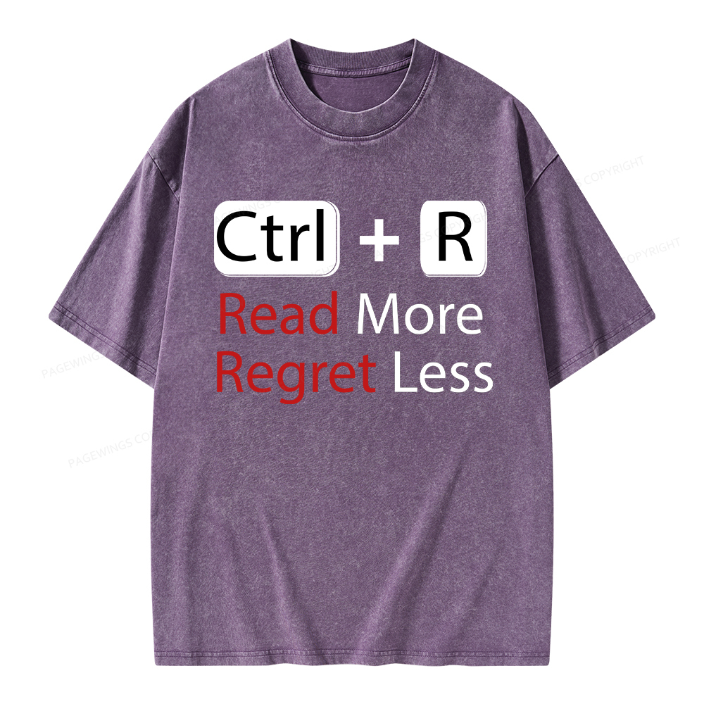 Pagewings Read More Regret Less Unisex Washed T-shirt