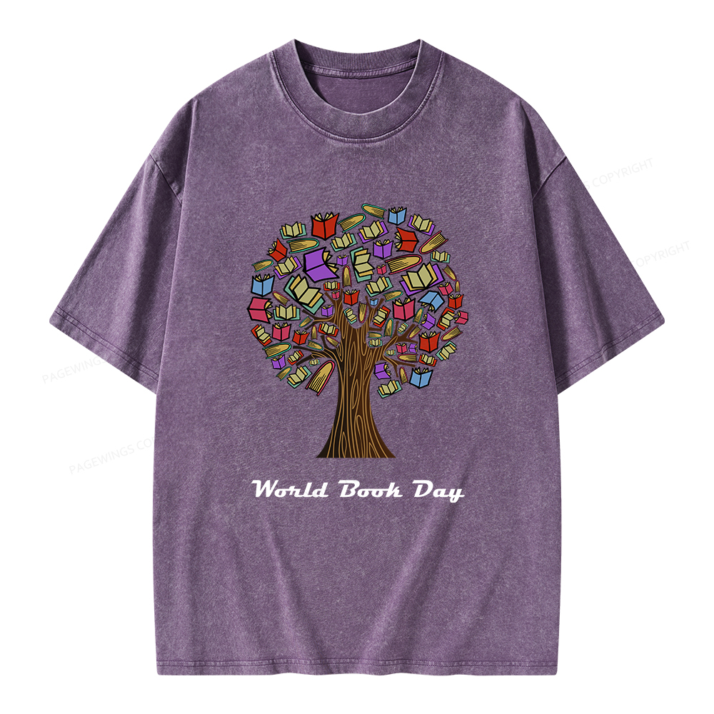 Pagewings World Book Day Tree Unisex Washed T-shirt
