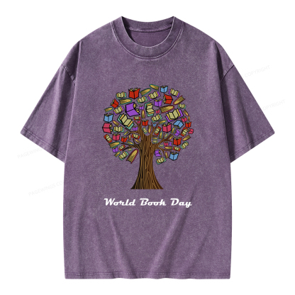 Pagewings World Book Day Tree Unisex Washed T-shirt