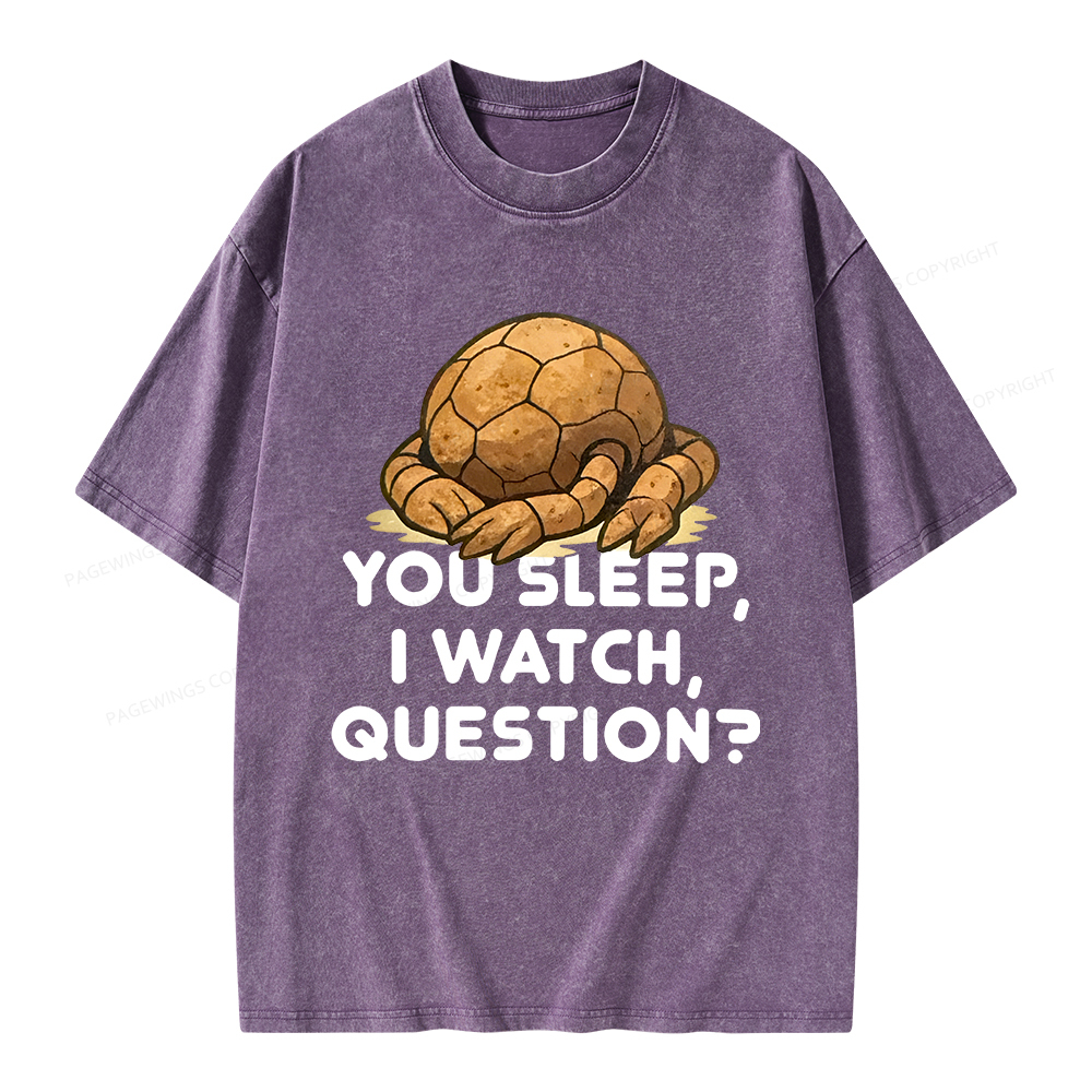 Pagewings You Sleep I Watch Question Unisex Washed T-shirt
