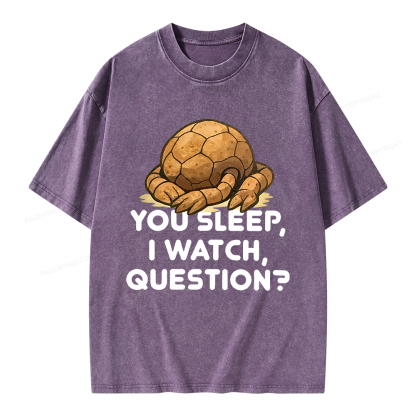 Pagewings You Sleep I Watch Question Unisex Washed T-shirt