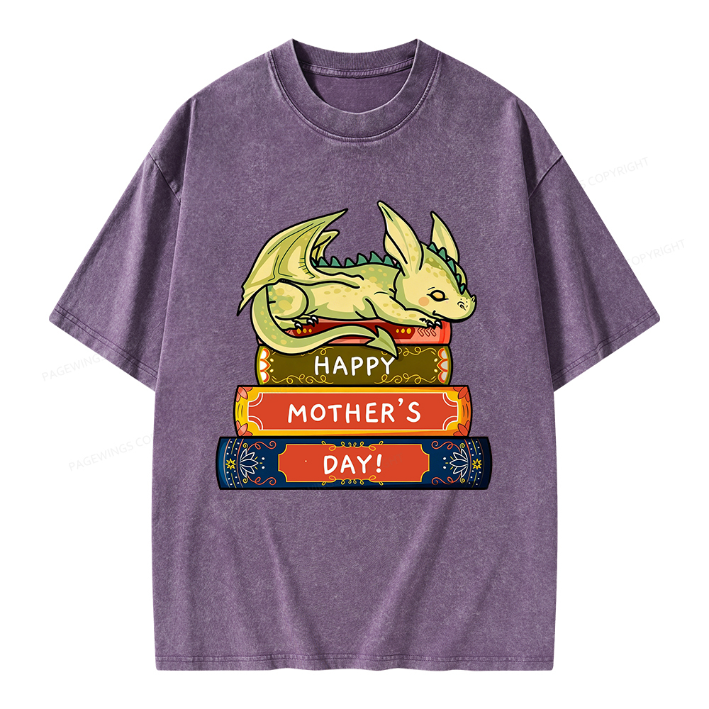 Pagewings Book Dragon Happy Mother's Day Unisex Washed T-shirt