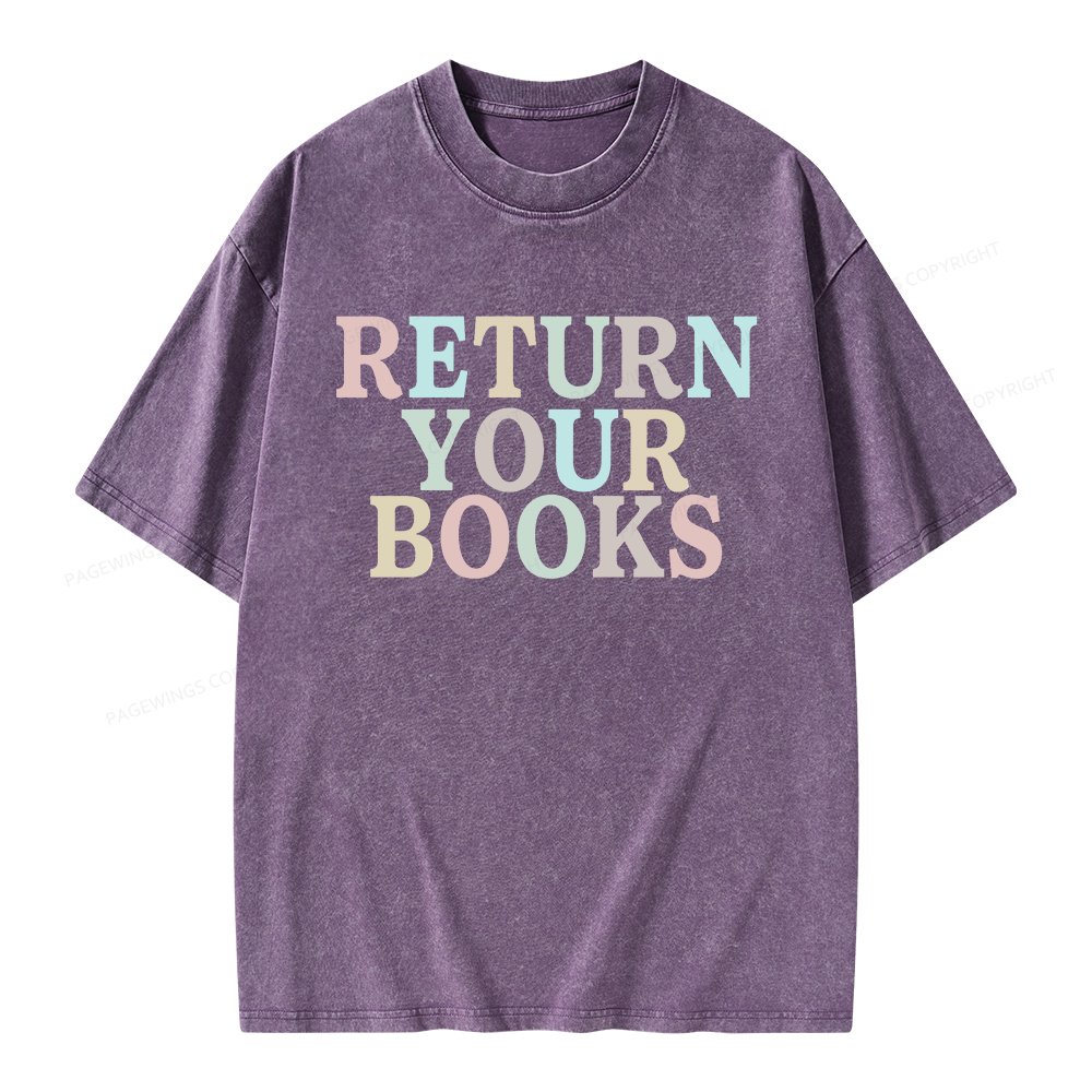 Pagewings Return Your Books Library Unisex Washed T-shirt