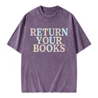Pagewings Return Your Books Library Unisex Washed T-shirt