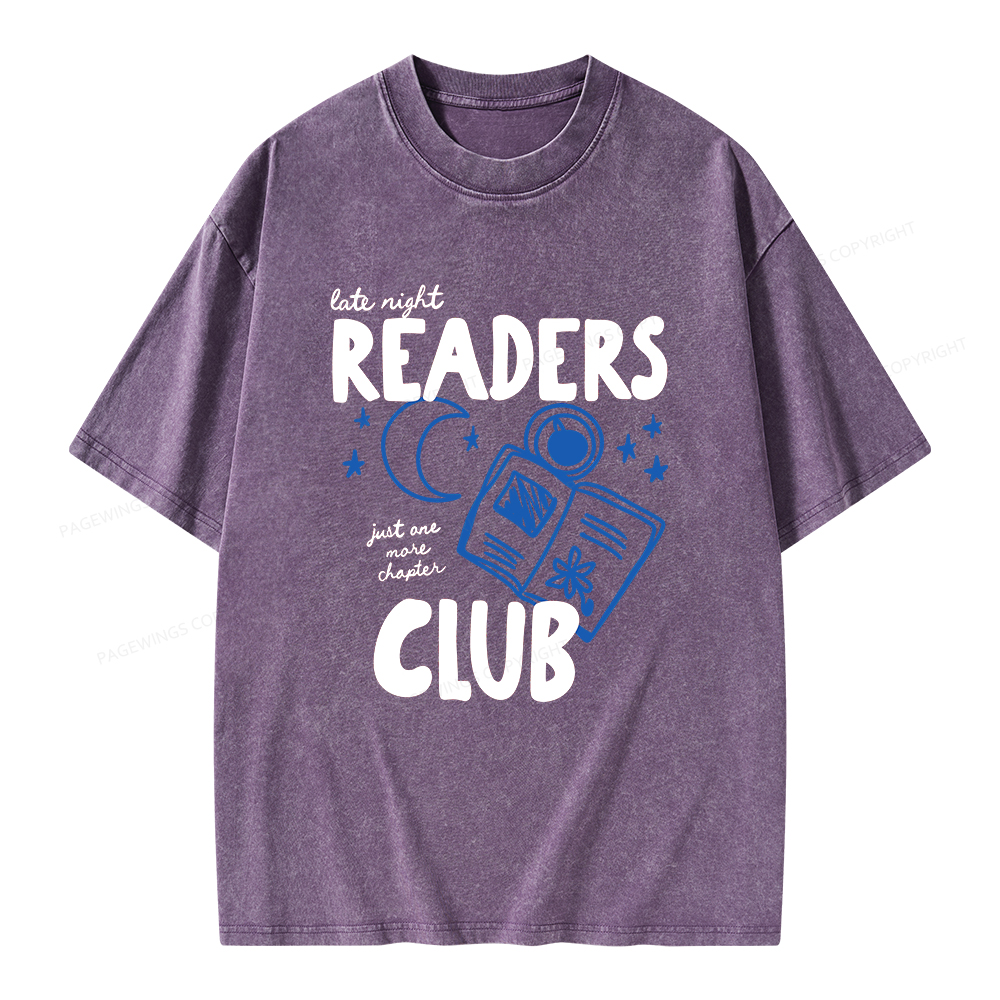 Pagewings Late Night Readers Club Unisex Washed T-shirt