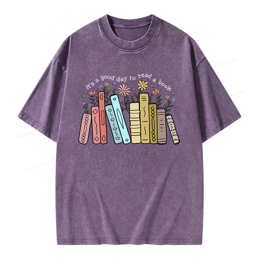 Pagewings It's A Good Day To Read A Book Unisex Washed T-shirt