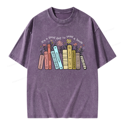 Pagewings It's A Good Day To Read A Book Unisex Washed T-shirt