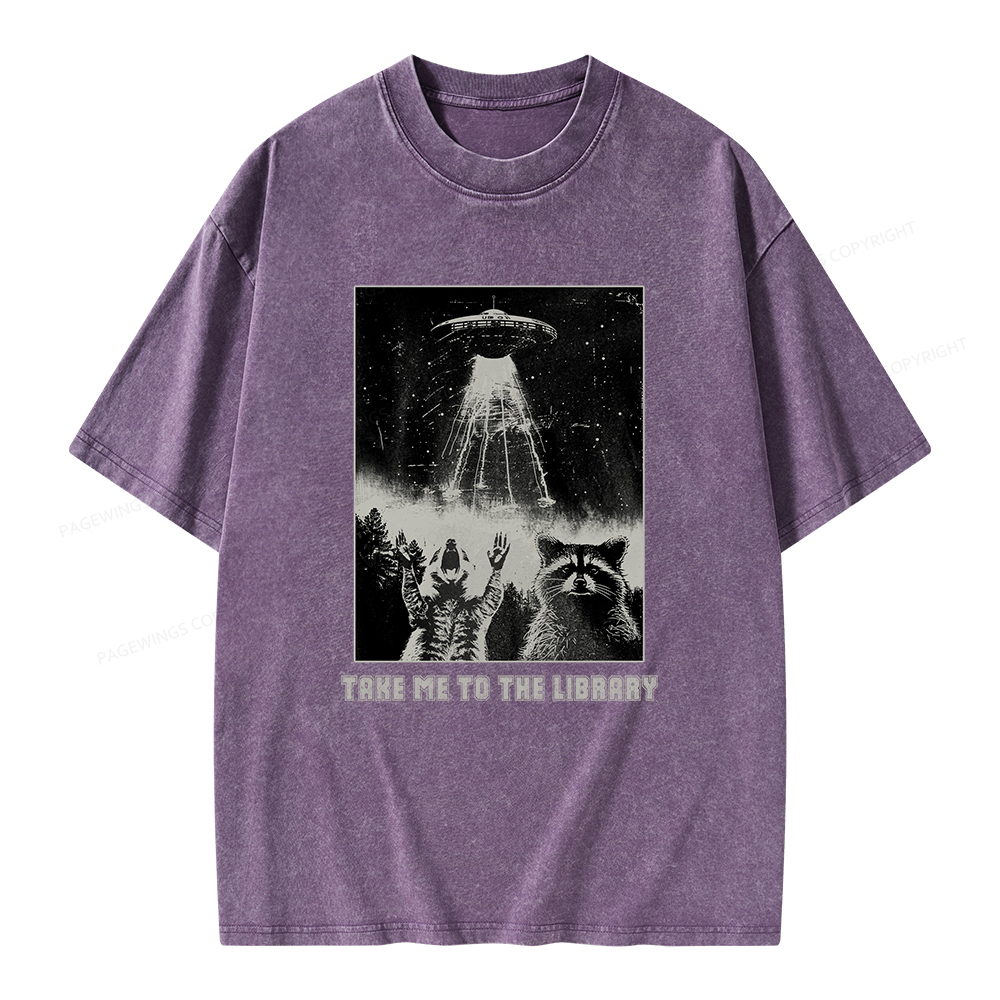 Pagewings Take Me To The Library Unisex Washed T-shirt