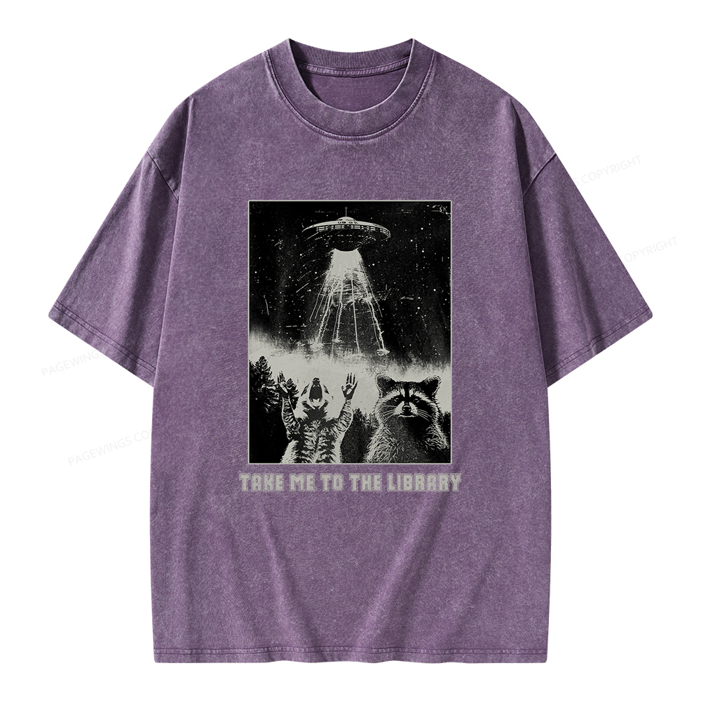 Pagewings Take Me To The Library Unisex Washed T-shirt