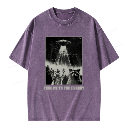 Pagewings Take Me To The Library Unisex Washed T-shirt