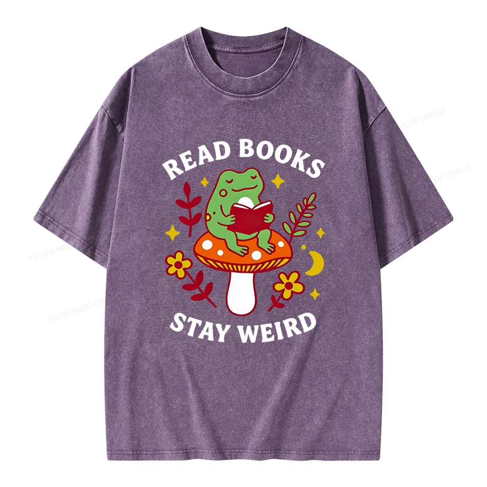 Pagewings Read Books Stay Weird Unisex Washed T-shirt