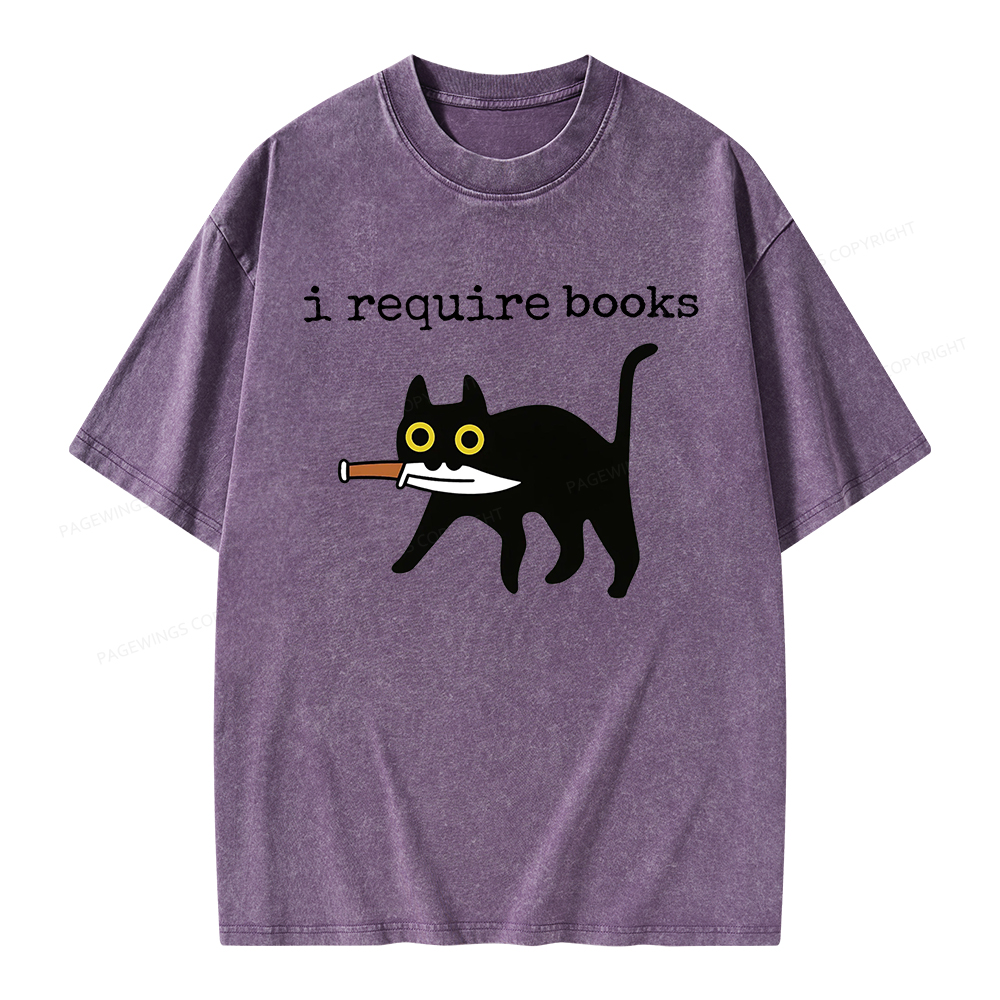 Pagewings I Require Books Unisex Washed T-shirt