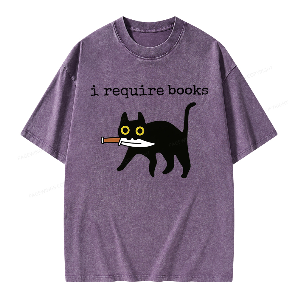 Pagewings I Require Books Unisex Washed T-shirt