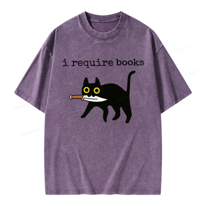 Pagewings I Require Books Unisex Washed T-shirt