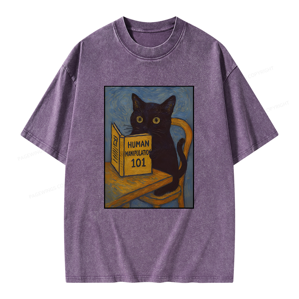 Pagewings Funny Cat Unisex Washed T-shirt