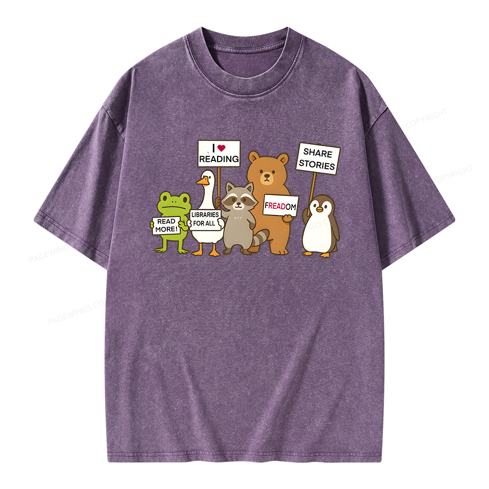 Pagewings Libraries For All Unisex Washed T-shirt