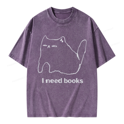 Pagewings I Need Books Unisex Washed T-shirt