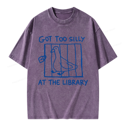 Pagewings Got Too Silly At The Library Unisex Washed T-shirt