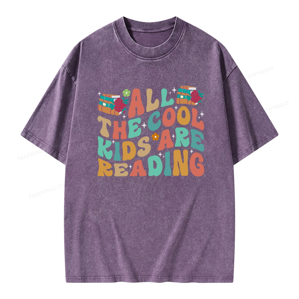 Pagewings All The Cool Kids Are Reading Unisex Washed T-shirt