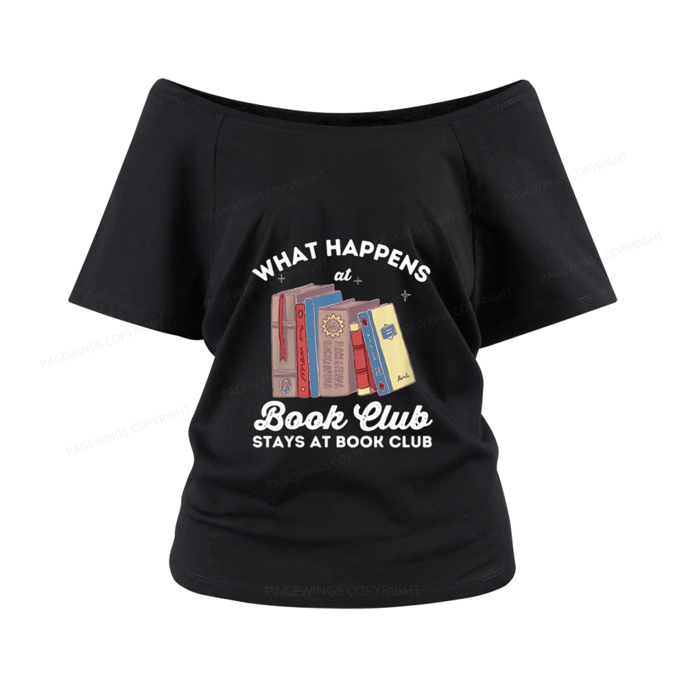 Pagewings Stays At Book Club Book Women Off Shoulder T-shirts