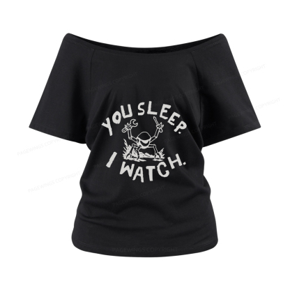 Pagewings You Sleep I Watch Women Off Shoulder T-shirts