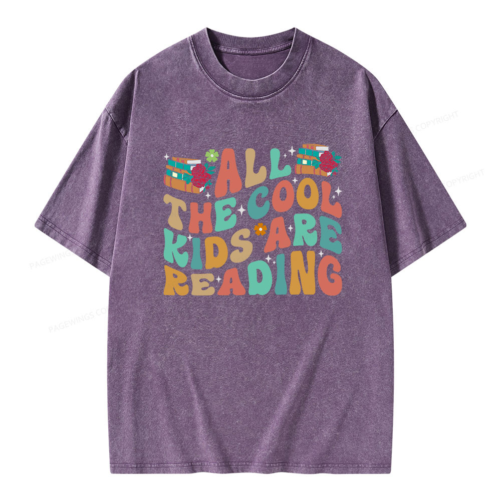 Pagewings All The Cool Kids Are Reading Unisex Washed T-shirt
