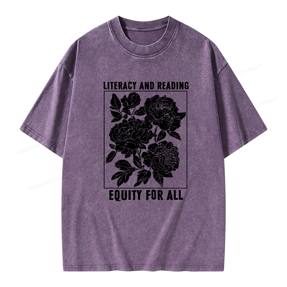 Pagewings Literacy And Reading Equity For All Unisex Washed T-shirt