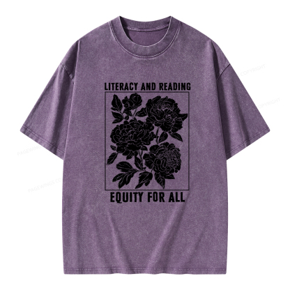 Pagewings Literacy And Reading Equity For All Unisex Washed T-shirt