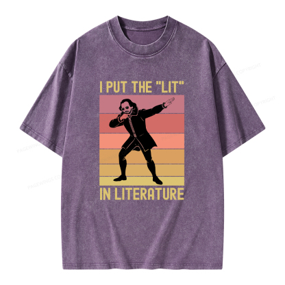 Pagewings I Put The "Lit" In Literature Unisex Washed T-shirt