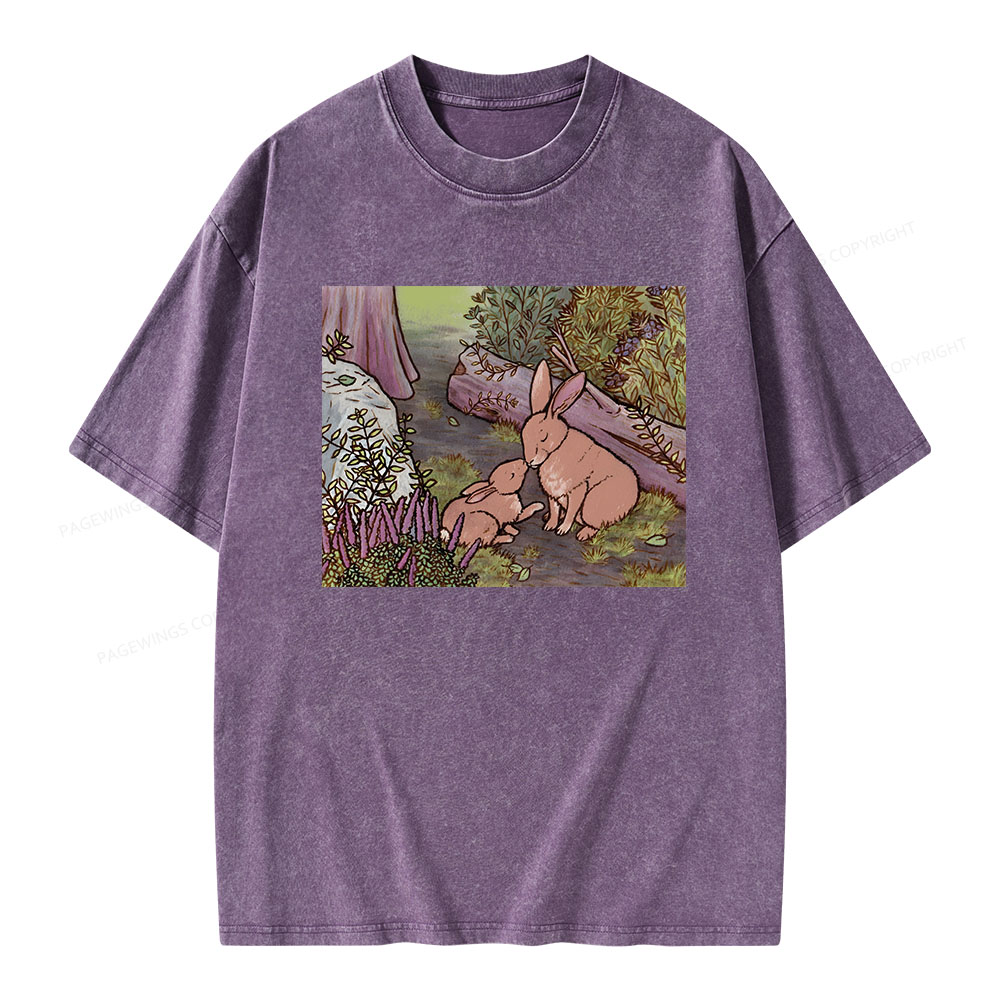 Pagewings A Kiss on the Nose for Mama Bunny Unisex Washed T-shirt
