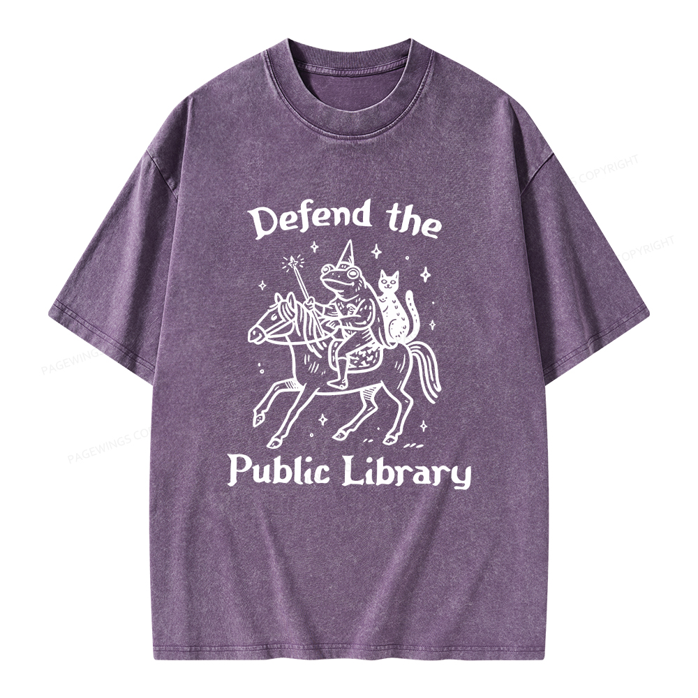 Pagewings Defend The Public Library Unisex Washed T-shirt