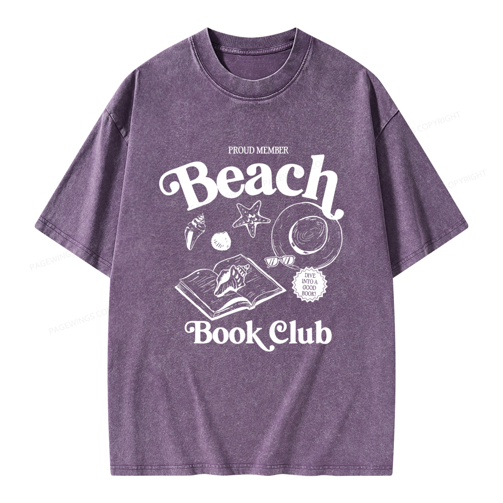 Pagewings Beach Book Club Unisex Washed T-shirt