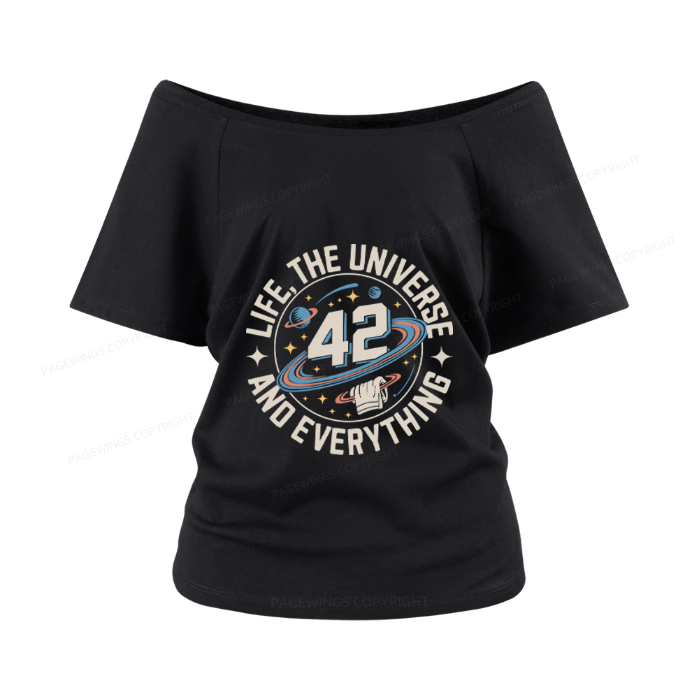 Pagewings Life The Universe And Everything Women Off Shoulder T-shirts