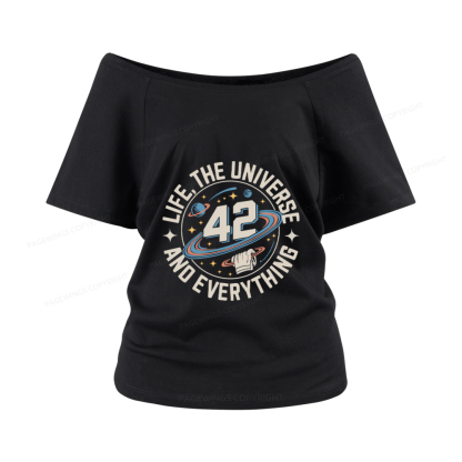 Pagewings Life The Universe And Everything Women Off Shoulder T-shirts