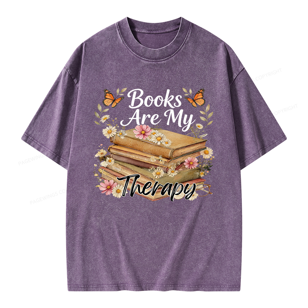 Pagewings Books Are My Therapy Unisex Washed T-shirt