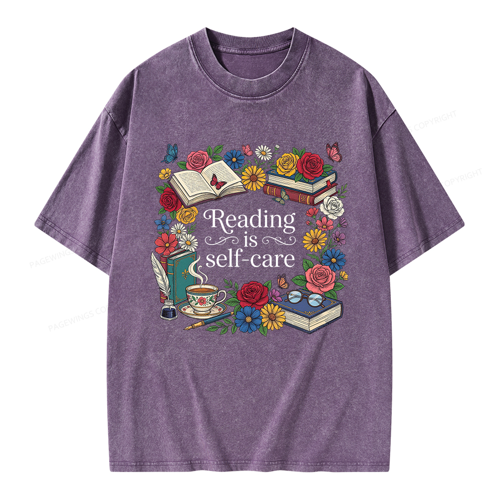 Pagewings Reading Is Self Care Unisex Washed T-shirt