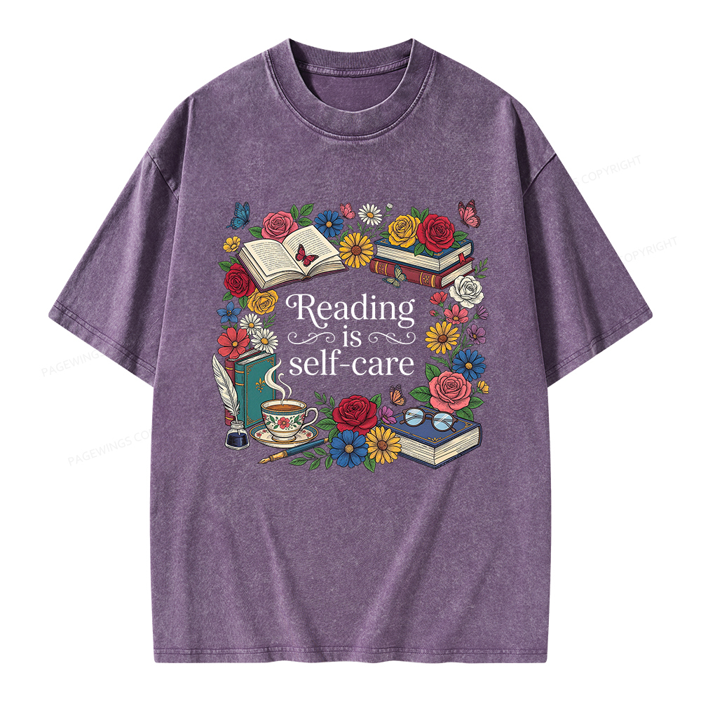 Pagewings Reading Is Self Care Unisex Washed T-shirt