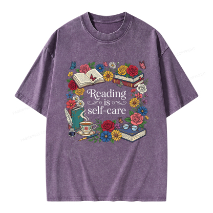 Pagewings Reading Is Self Care Unisex Washed T-shirt